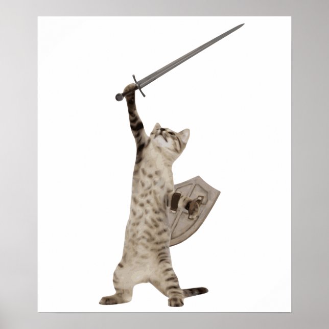 Heroic Warrior Knight Cat Poster (Framsidan)