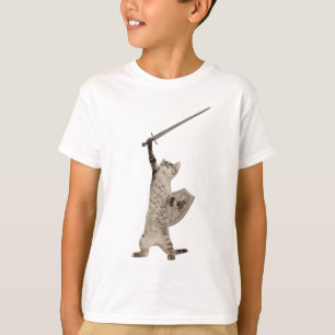 Heroic Warrior Knight Cat Tee Shirt