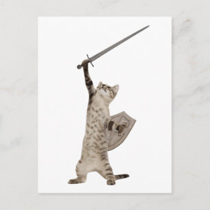 Heroic Warrior Knight Cat Vykort