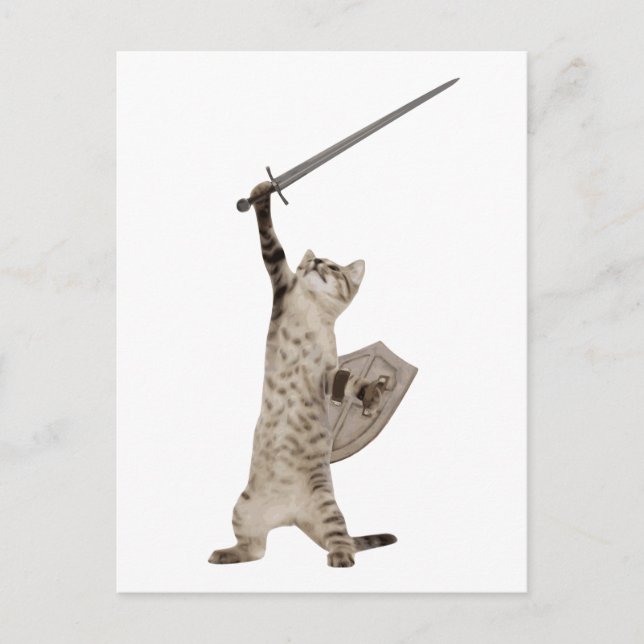 Heroic Warrior Knight Cat Vykort (Framsida)