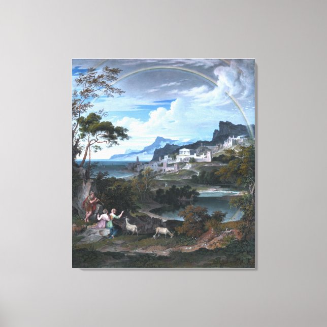 Heroiskt landskap med regnbågen canvastryck (Framsida)