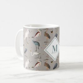 Heron Bird Egret Natature Monogrammed Kaffemugg