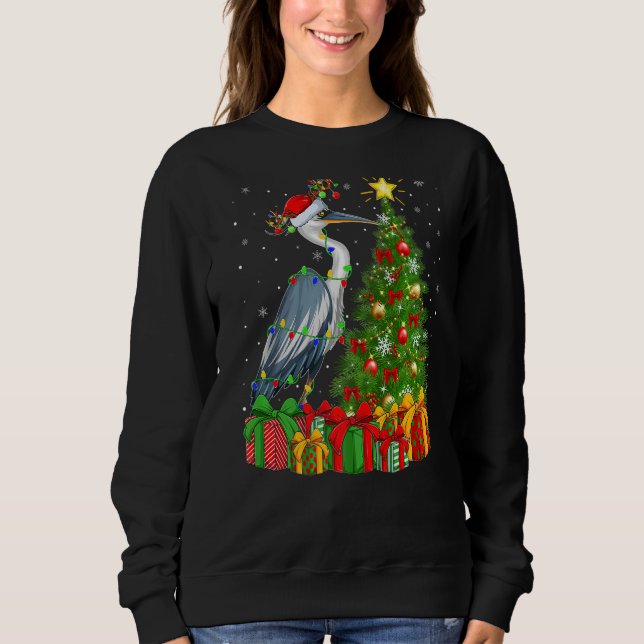 Heron Bird Julafton Helgdag Santa Heron jul Tre T Shirt (Framsida)