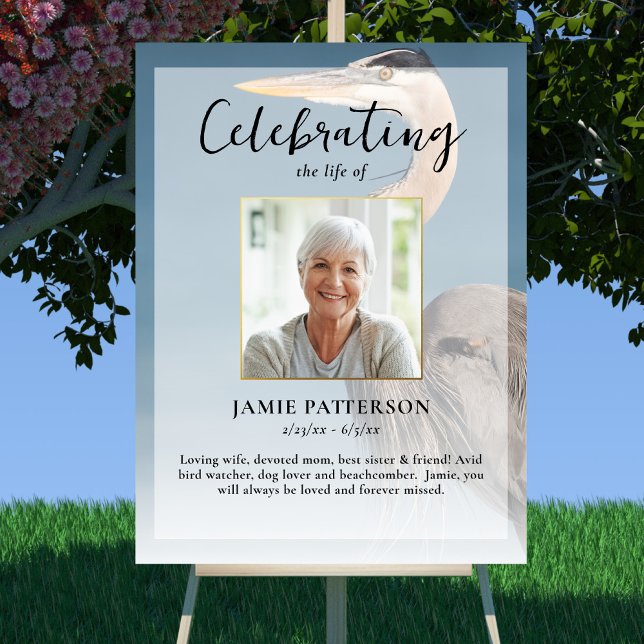 Heron Bird Lover Celebration of Life Foto Begravni Poster (Skapare uppladdad)