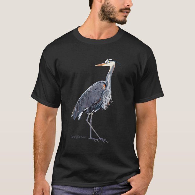 Heron Birder Wildlife Bird Watching T Shirt (Framsida)