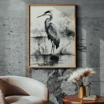 Heron Bläck Painting