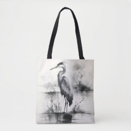Heron Bläck Painting Tygkasse