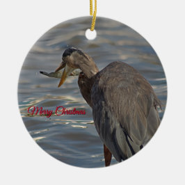 Heron Fishing Coastal God jul Julgransprydnad Keramik