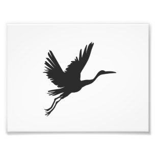 Heron flight silhouette - Välj bakgrund färg Fototryck