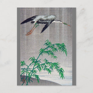 Heron Flyg i Rain, Watanabe Seitei Vykort