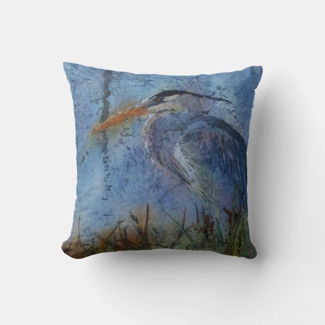 Heron för kastpillow_greatblått kudde (Framsida)