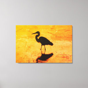 Heron Guld Sunset Kanvastryck
