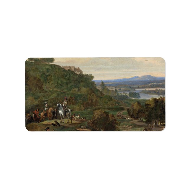 Heron Hawking under Stirling Castle c1690 Adressetikett (Framsidan)