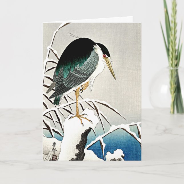 Heron i Snö, bra konst av Ohara Koson Kort (Framsida)