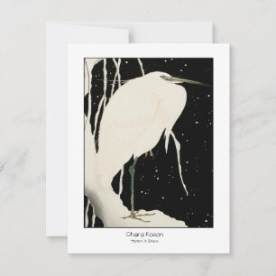 Heron i Snö - Ohara Koson + titel - konsthort