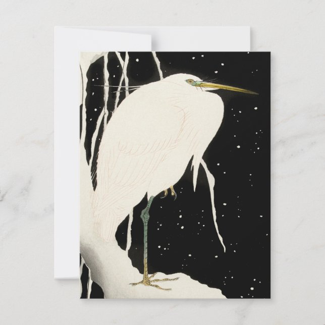 Heron i Snö - Ohara Koson - Vintage Art Card (Framsida)