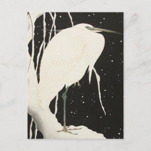 Heron i Snö Painting av Ohara Koson Vykort