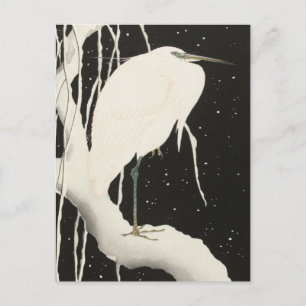 Heron i Snö Painting av Ohara Koson Vykort