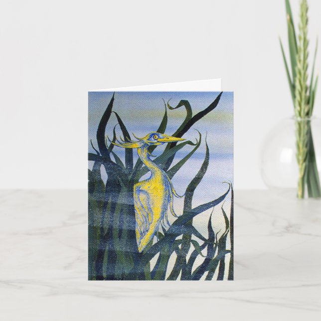 Heron in Reeds Note Card Kort (Framsida)
