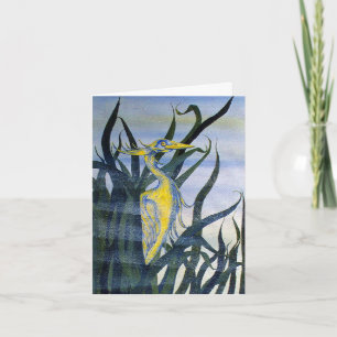 Heron in Reeds Note Card Kort
