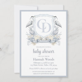 Heron Interlocking Monogram Bebis Badrumsfest Inbjudningar
