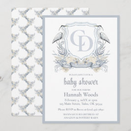 Heron Interlocking Monogram Bebis Badrumsfest Inbjudningar
