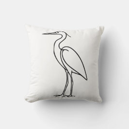 Heron Line Art – Minimalist Bird Illustration Kudde