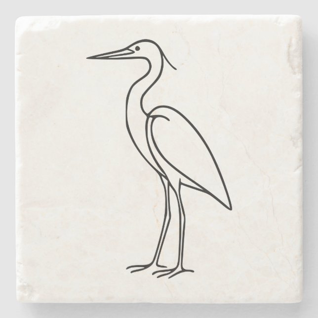 Heron Line Art – Minimalist Bird Illustration  Stenunderlägg (Framsidan)