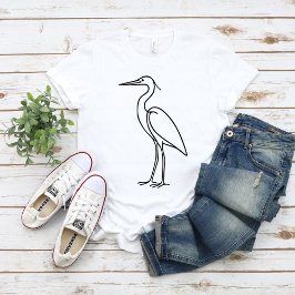 Heron Line Art – Minimalist Bird Illustration T Shirt