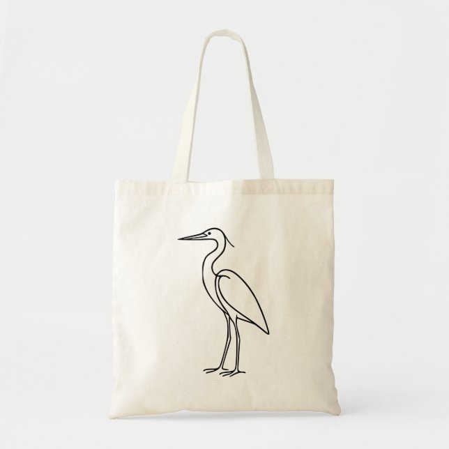 Heron Line Art – Minimalist Bird Illustration  Tygkasse (Framsidan)