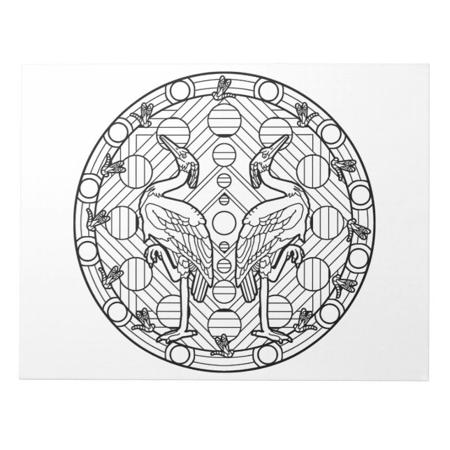 Heron Mandala Coloring Bok Pad Anteckningsblock (Framsida)