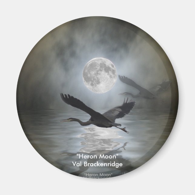 "HERON MÅNE" Wildlife Art Magnets Magnet (Framsidan)