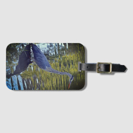 Heron Matande i dammen vid RHS Wisley, Förenade ku Bagagebricka