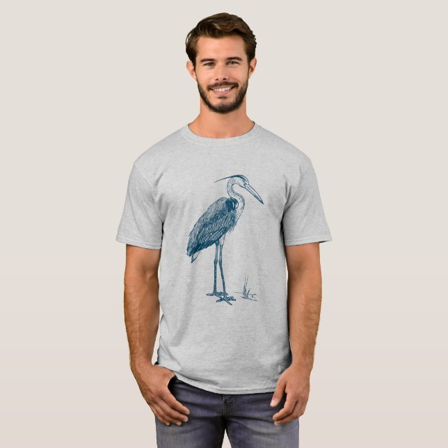 Heron - Ocean Blue T Shirt (Hel framsida)