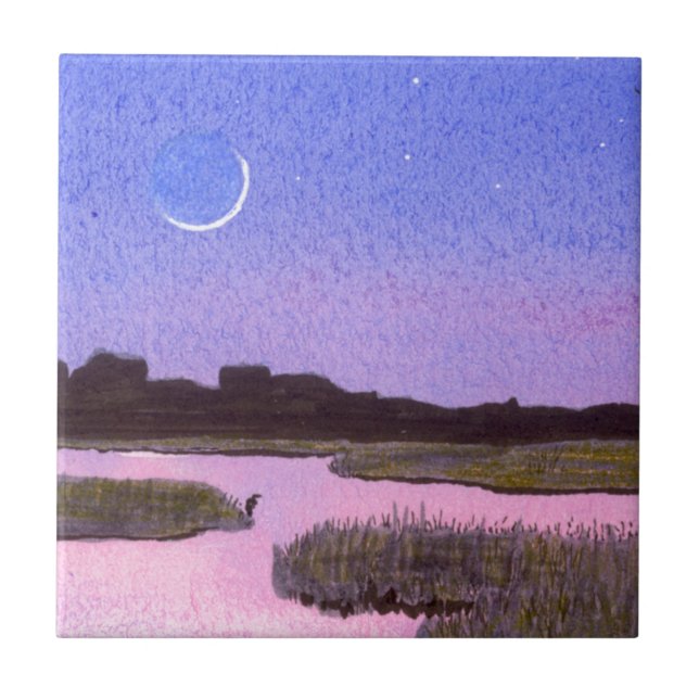 Heron och Måne Kakelplatta (Framsidan)