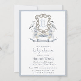 Heron Rope Monogram Baby Shower Inbjudningar