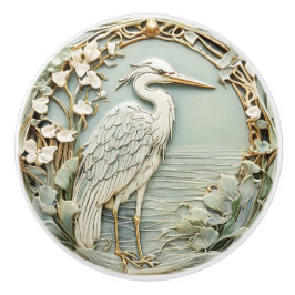 Heron Sea Bird Art nouveau Faux Relief Höger Mint Knopp