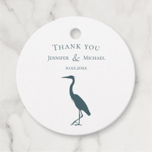 Heron silhouette mörk tealblått på vit enkel gåvor etiketter