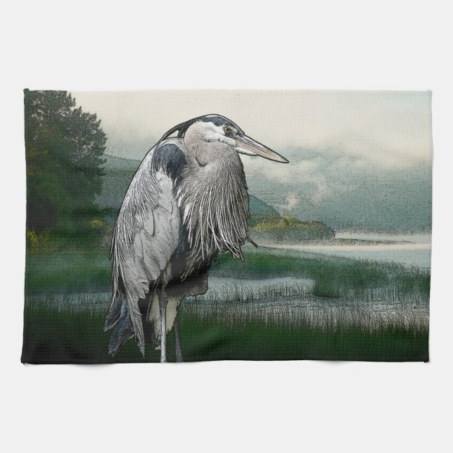 Heron sjö kökshandduk (Horisontell)