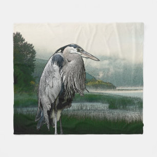 Heron sjöteckning fleecefilt