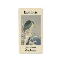Heron, snö, gren, bokplåt