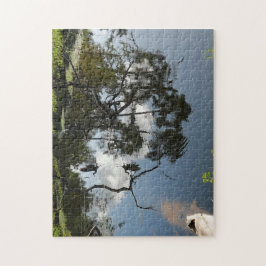 Heron som flyger över dammen, natur pussel