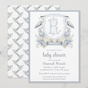 Heron Specialty Monogram Barnrumsfirande Inbjudningar