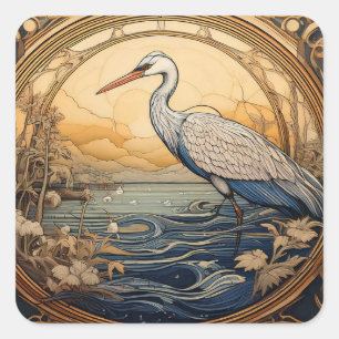 Heron Sticker Fyrkantigt Klistermärke