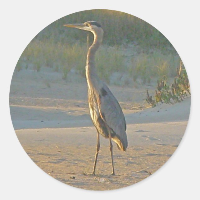 Heron Stickers Runt Klistermärke (Framsida)