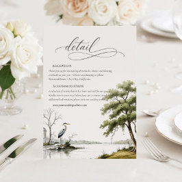 Heron Toile Country Calligraphy Wedding Details  Tilläggskort