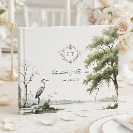 Heron Toile French Country Monogram Wedding Gästböcker