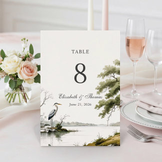 Heron Toile French Country Wedding Bordsnummer