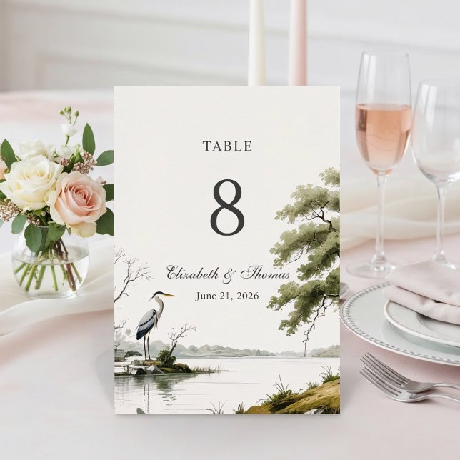 Heron Toile French Country Wedding Bordsnummer (Skapare uppladdad)