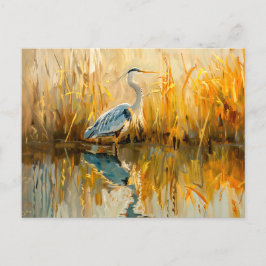 Heron vid Dawn vid Vatten Helg Vykort